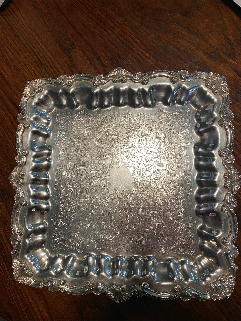 Wallace X121 14 1/2 Chippendale Silver-plated square tray.